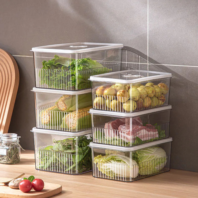 Refrigerator Storage Box Timing Fresh Fridge Organizer Vegetable Fruit Food