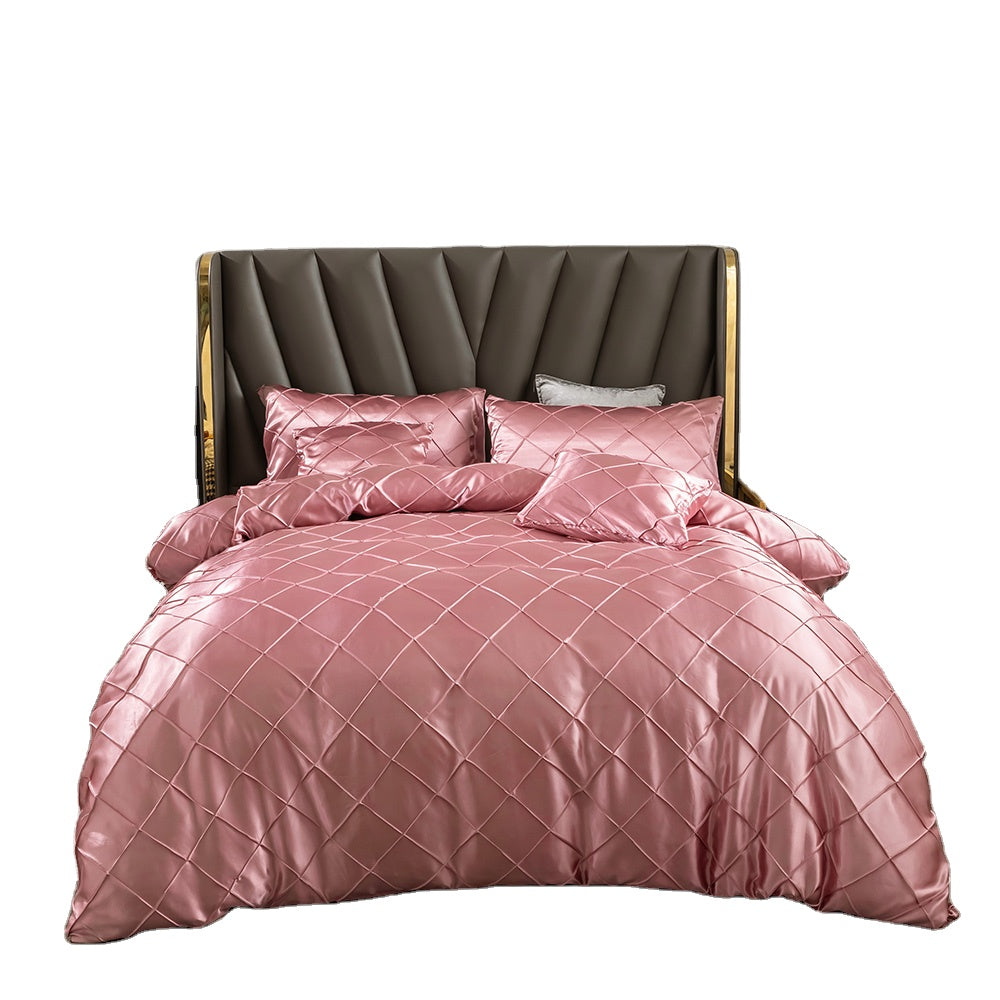 Drop Shipping Luxury Satin Silk Fabric Duvet Covers and Bedding Sheet Sets