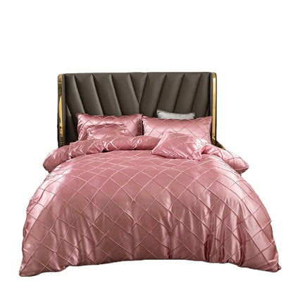 Drop Shipping Luxury Satin Silk Fabric Duvet Covers and Bedding Sheet Sets