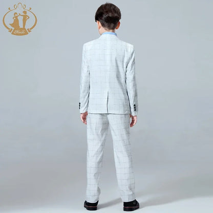 Kids Plaid Wedding Blazer Suit Brand Flower Boys Formal Tuxedos School Kid