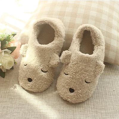 LCIZRONG Women Bear Faux Fur Slippers Cartoon Cotton Home Slippers Indoor Floor