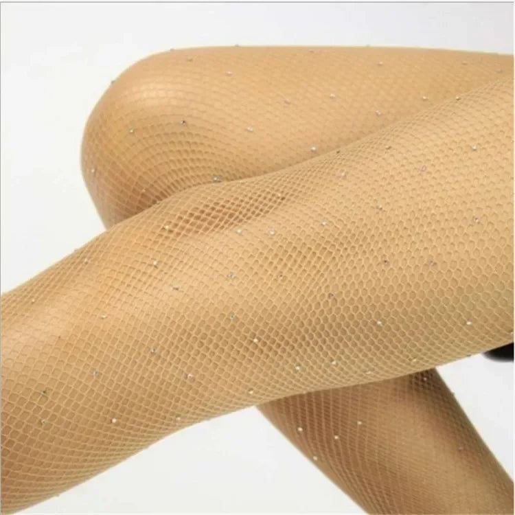 Shiny Women Sexy Stockings Tights Rhinestone Mesh Fishnet Pantyhose Plus Size