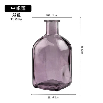 Colorful Glass Vase Transparent Simple Glass Bottle Table Crafts Ornaments