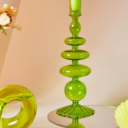 Lazzy House Candle Holders Decoration Wedding Nordic Green Glass Candlestick