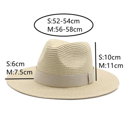 Hats for Women Bucket Sun Hats Ribbon Band Men Hat Straw Summer Panama Formal