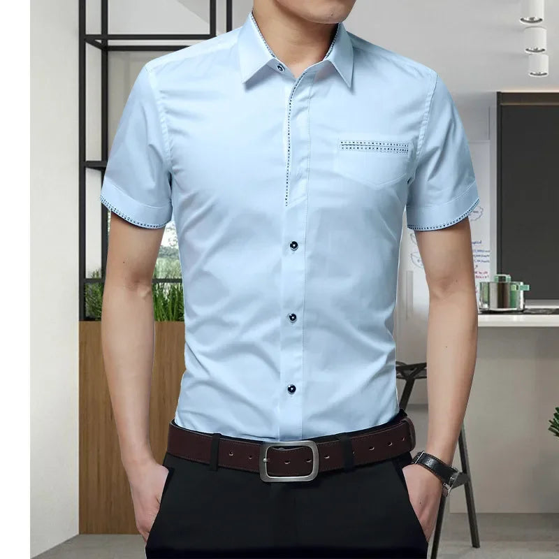 2024 Summer New Men's Shirt Brand Luxury Men Cotton Short Sleeves