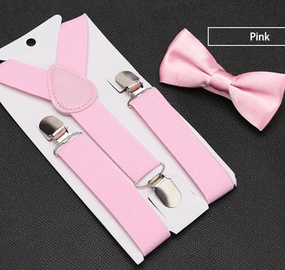 Kids Suspenders With Bowtie Fashion Children Bow Tie Set Boys Suspenders