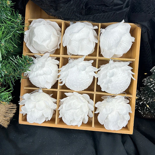 10/8/6cm Shatterproof White Foam Christmas Balls for Xmas Tree Decor Christmas