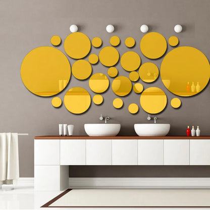 26pcs 3D Mirror Wall Sticker Acrylic Round Mirror Stickers TV Background Sticker