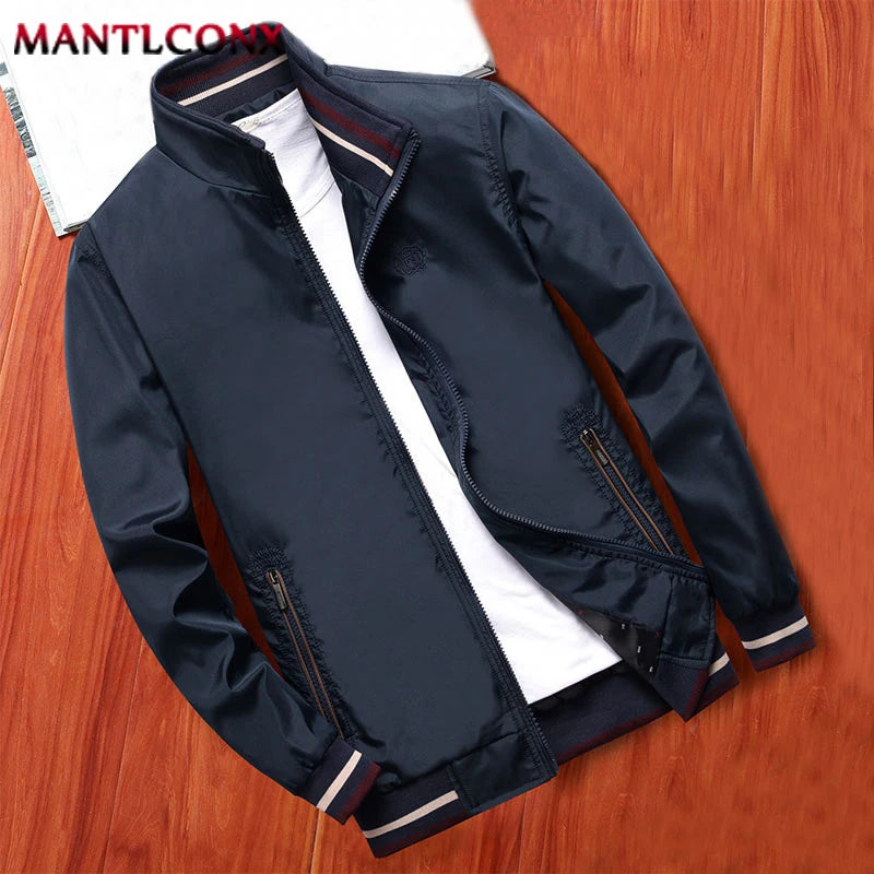 MANTLCONX New Men's Spring Jacket Coats Casual Solid Color Jackets Stand Collar