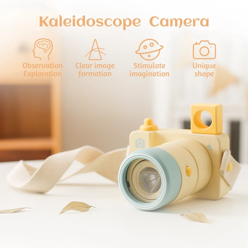 Montessori Baby Kaleidoscope Camera Toys Wooden Educational Toys for Kids Baby