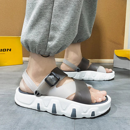 Summer Men Slippers New Fashion Comfort Thick Bottom Height-Increasing Sandals