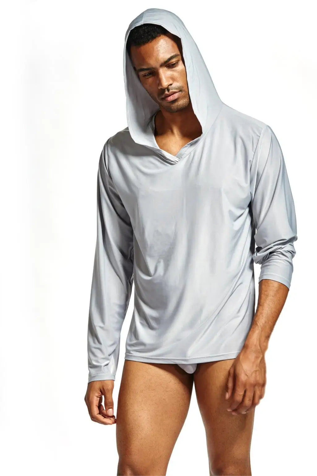 On SALE!!! Satin Sleepwear for Men Casual Ice Silk Pajamas Top