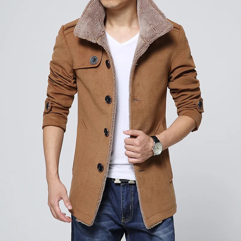 Winter Jackets Mens Casual Men Blends Fleece Warm Windbreaker Coats Men Jackets