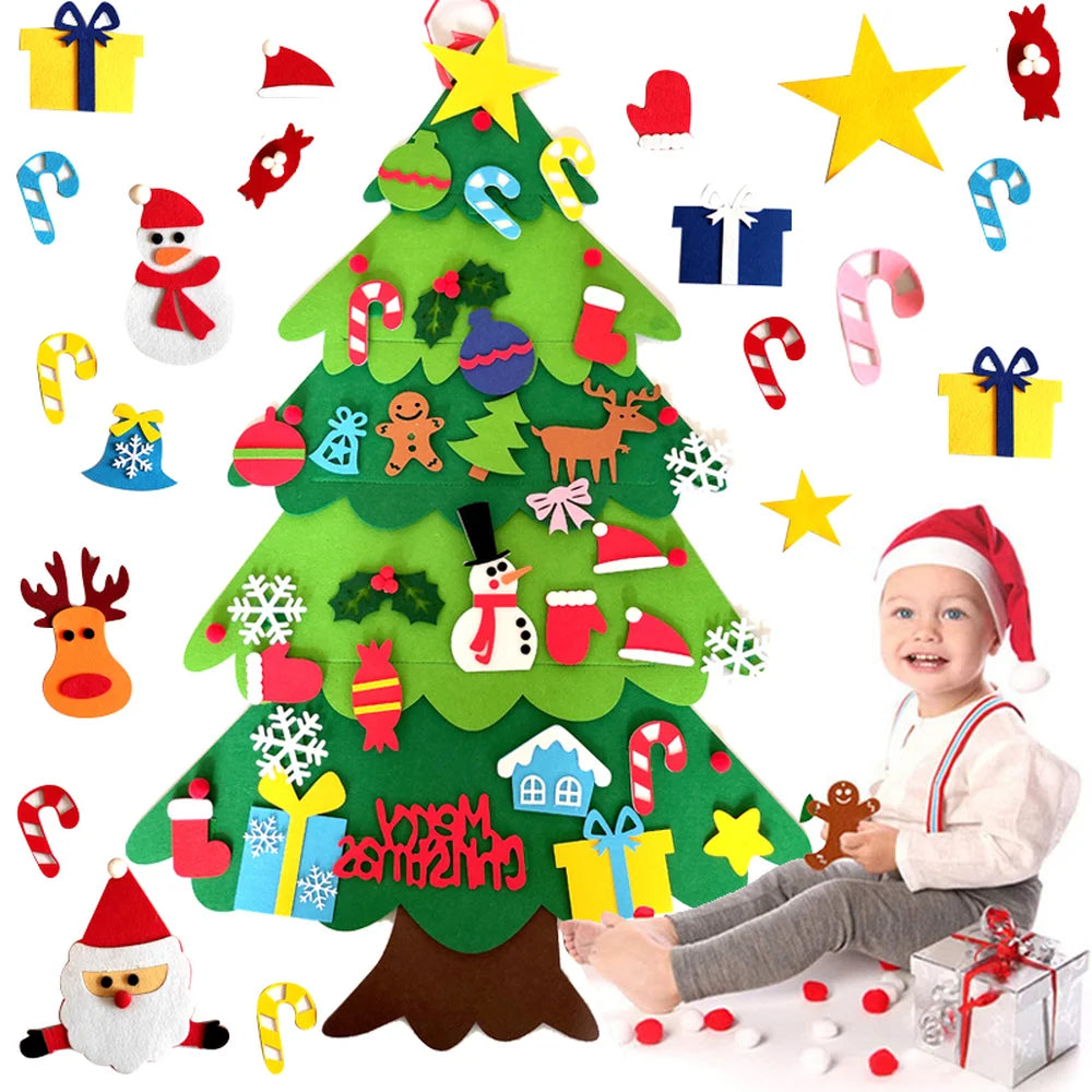 Kids DIY Felt Christmas Tree Merry Decorations for Home 2024 Christmas