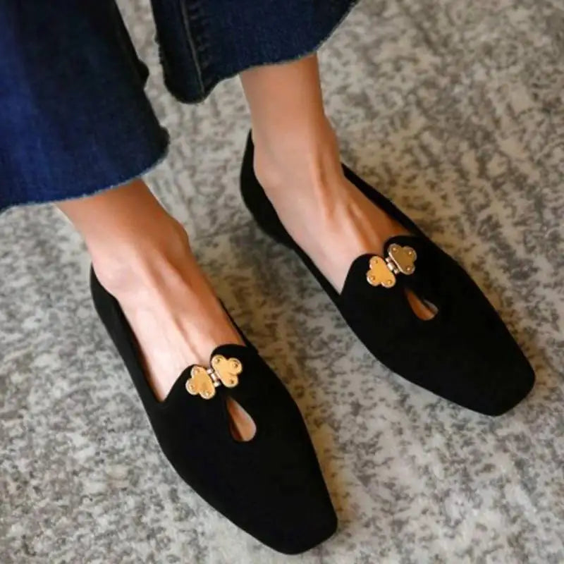 Ladies Flat Shoes Round Toe Solid Color Single Shoes Retro Elegant Shoes Casual