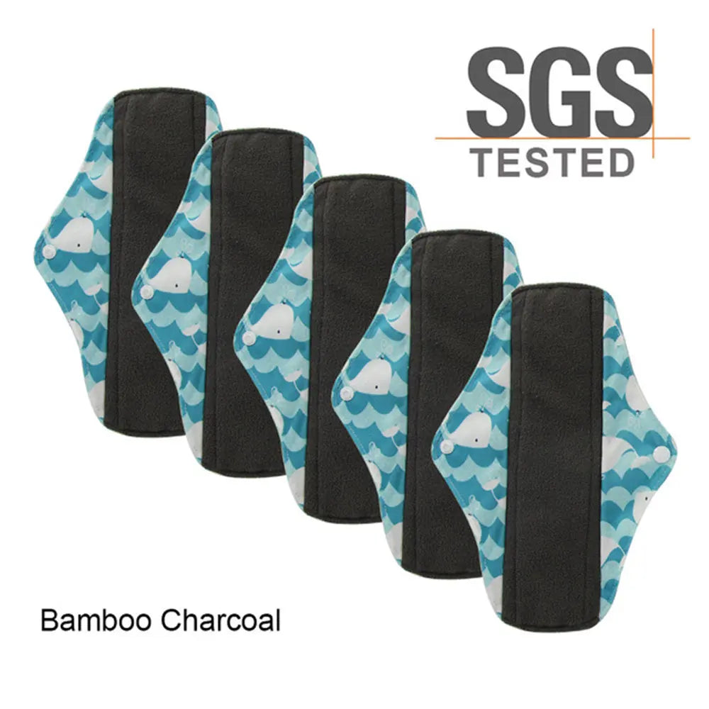 Reusable Women Bamboo Charcoal Cloth Sanitary Pads Washable Pad Leak-Proof