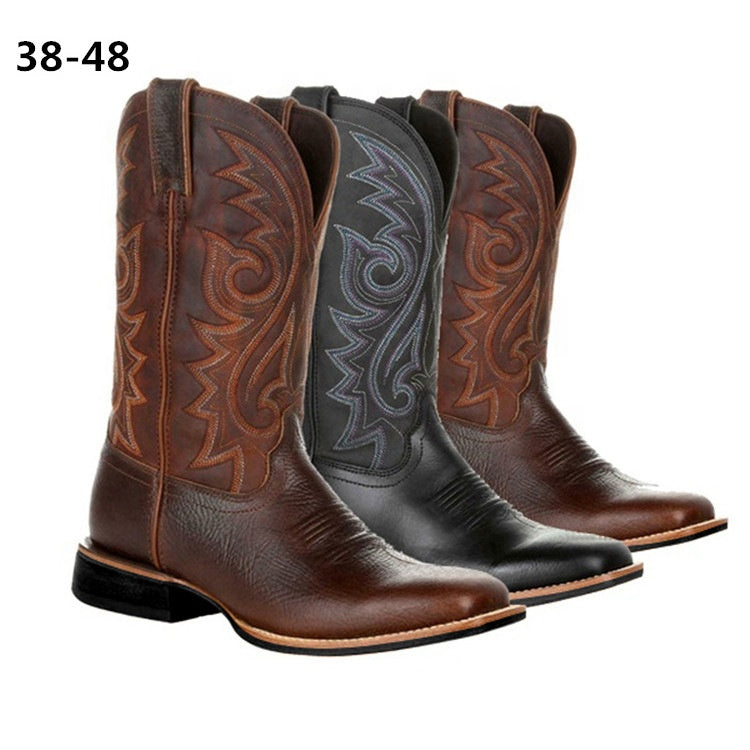 Wholesale Good Sell Men PU Cowboy Boots Shoes Factory Custom Cheap Western