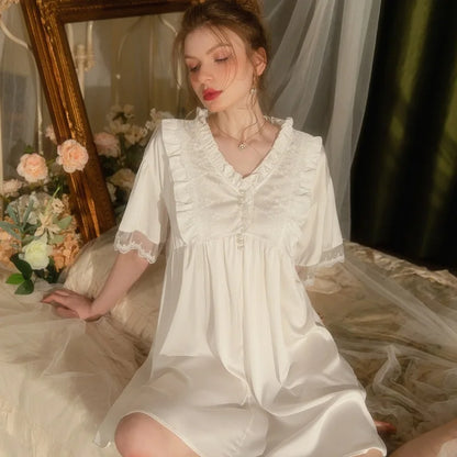 Sexy Summer Ice Silk Night Dress Princess Sleepwear Nightwear