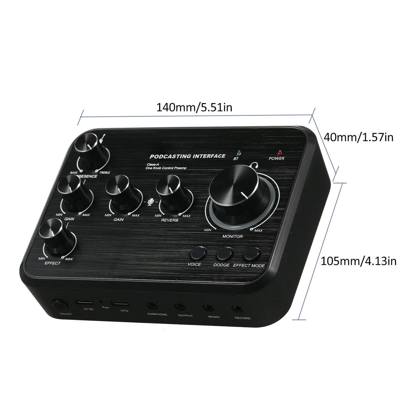 Professional Sound Card Preamplifier Chargeable XLR Microphone Jack 5 Sound