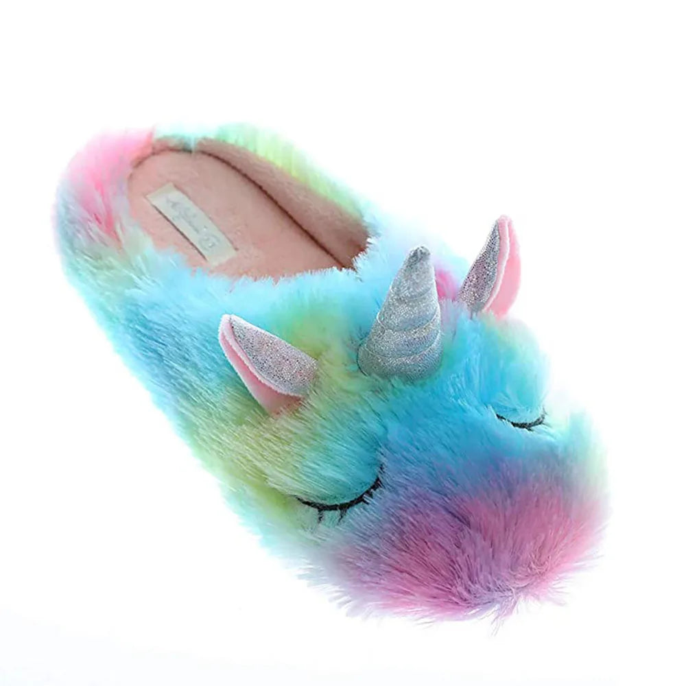 Dropshipping Unicorn Slippers Cortoon Rainbow Comfy Home Indoor Warm Women