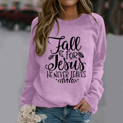 Ladies Pullovers Fashion Letter Printing Sweatshirts Women Round Neck