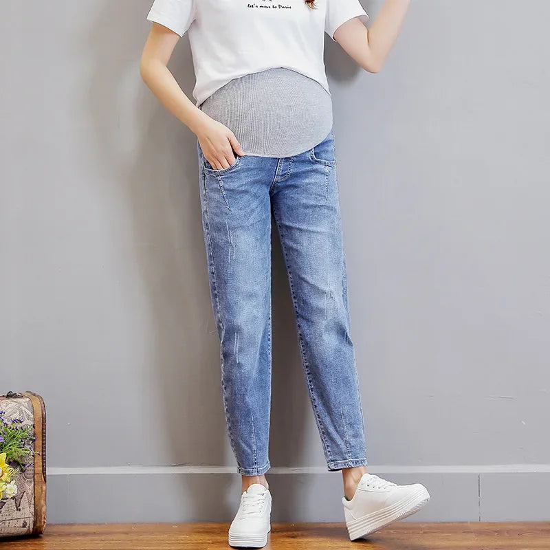 Maternity Jeans for Pregnant Women Clothes Elastic Waist Belly Loose Pant