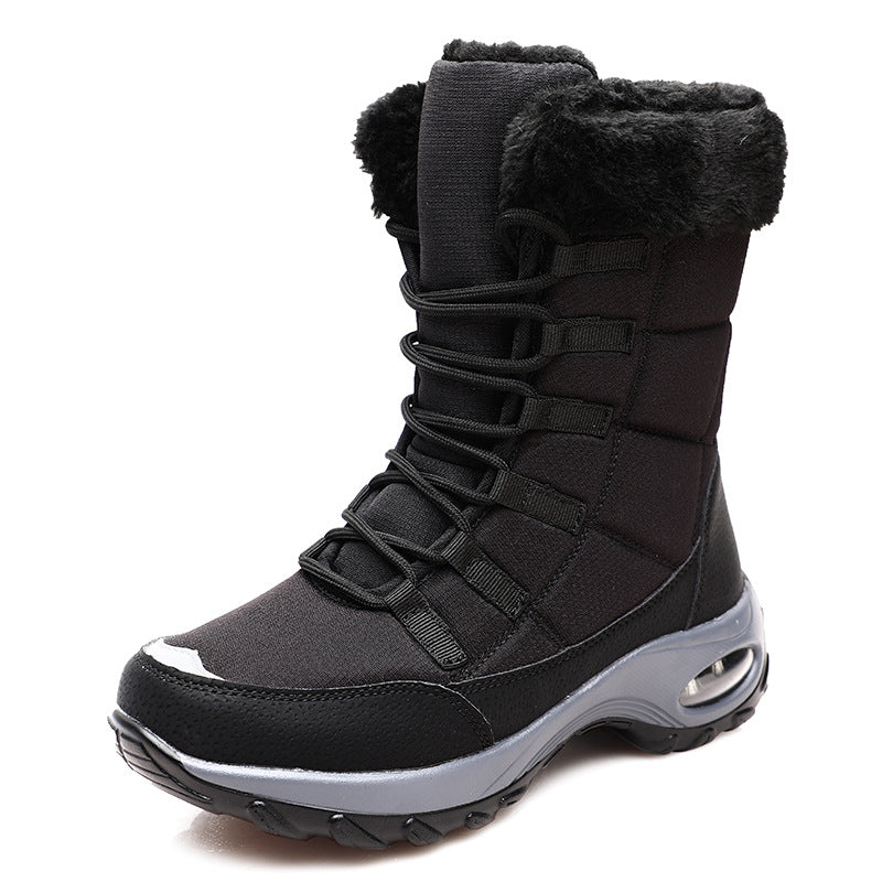 Winter Boots Heels Women's Ankle Boots Thick-Soled Wool Casual  Snow Boots