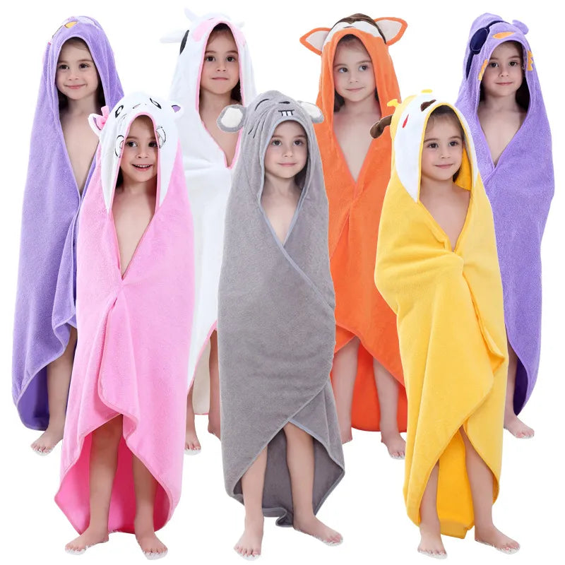 Baby Animal Cartoon Hooded Towel Beach Bath Robes Soft Children Poncho Towels