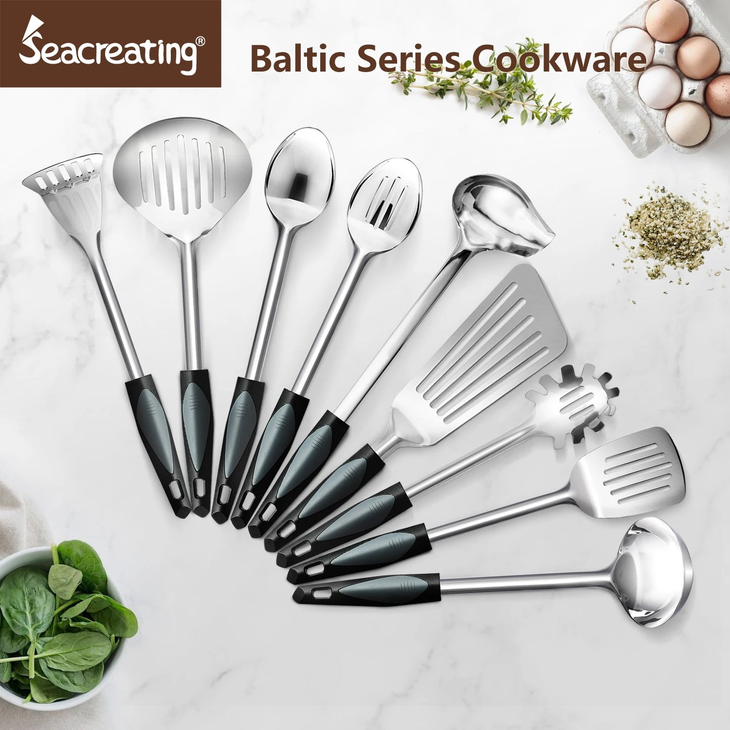 Seacreating Baltic Series Stainless Steel Utensil Set Cookware Ladel