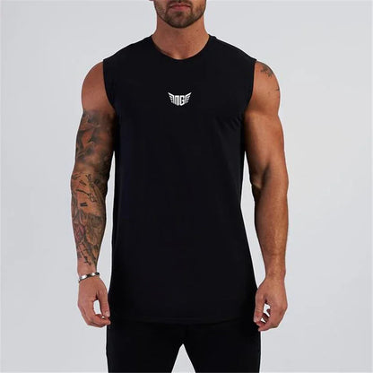 Summer Compression Gym Tank Top Men Cotton Bodybuilding Fitness Sleeveless