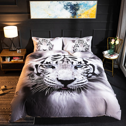 Homebed White Tiger Bedding Set Queen Size 3D Animal Print