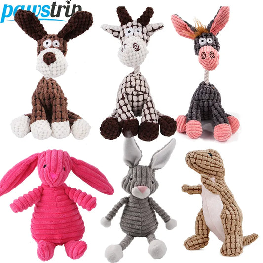 Plush Dog Toys Corduroy for Small Medium Dogs Animal Dog Squeaky Toy