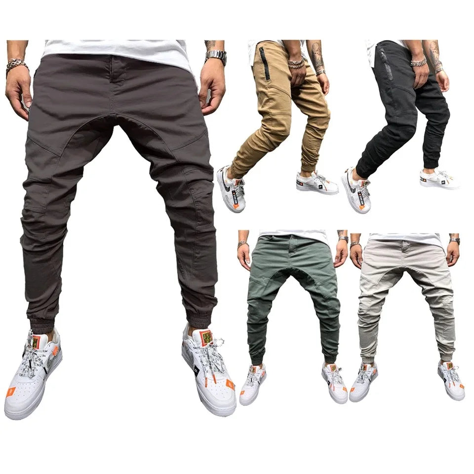 Men Pants Fashion Splicing Multi Pocket Harem Joggers Pants 2019 Male Trouser