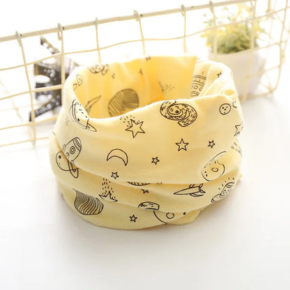 Korean Cotton Children's Scarf LIC Printed Cartoon Plaid Ring