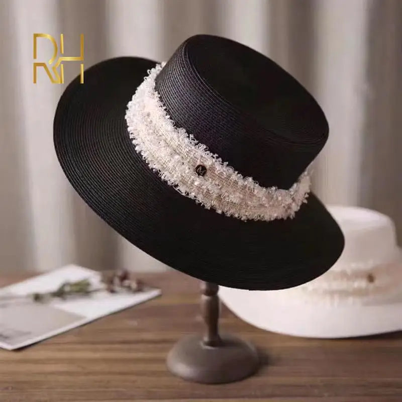 Luxury Brand Women and Ladies Straw Sun Hats Fashion Ribbon Sun Summer Hat for