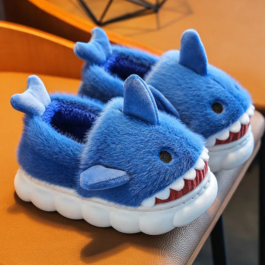 Children's Slippers Woolen Shoes for Boys Girls Sandals Winter Indoor Shark