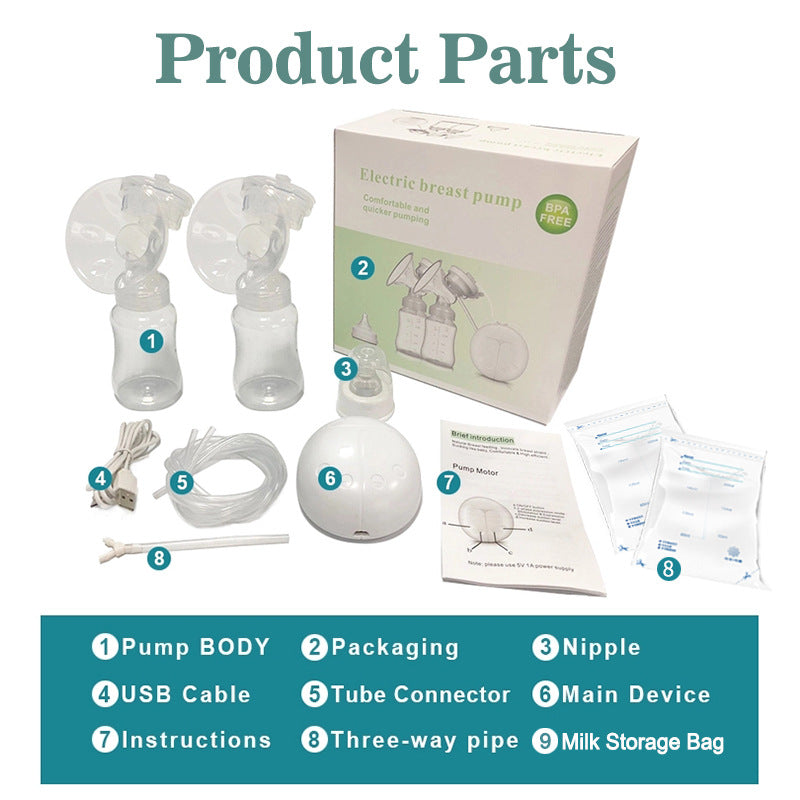 Food Grade Silicone PainFree Strong Suction Power Breast Pump Portable USB