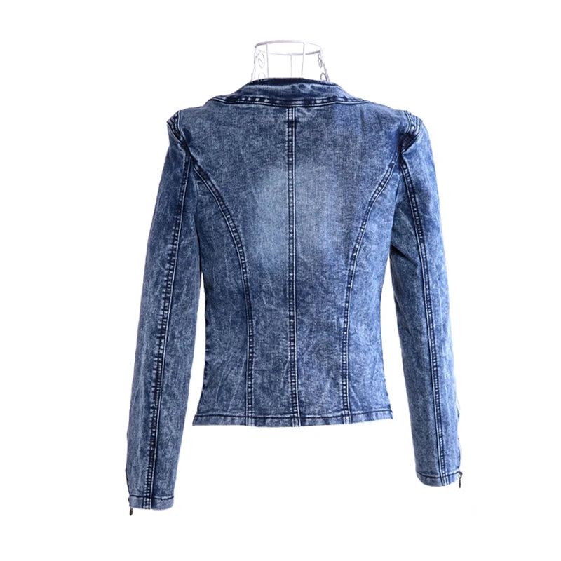 FMFSSOM New Spring Antumn Denim Jackets Vintage Diamonds Casual Coat