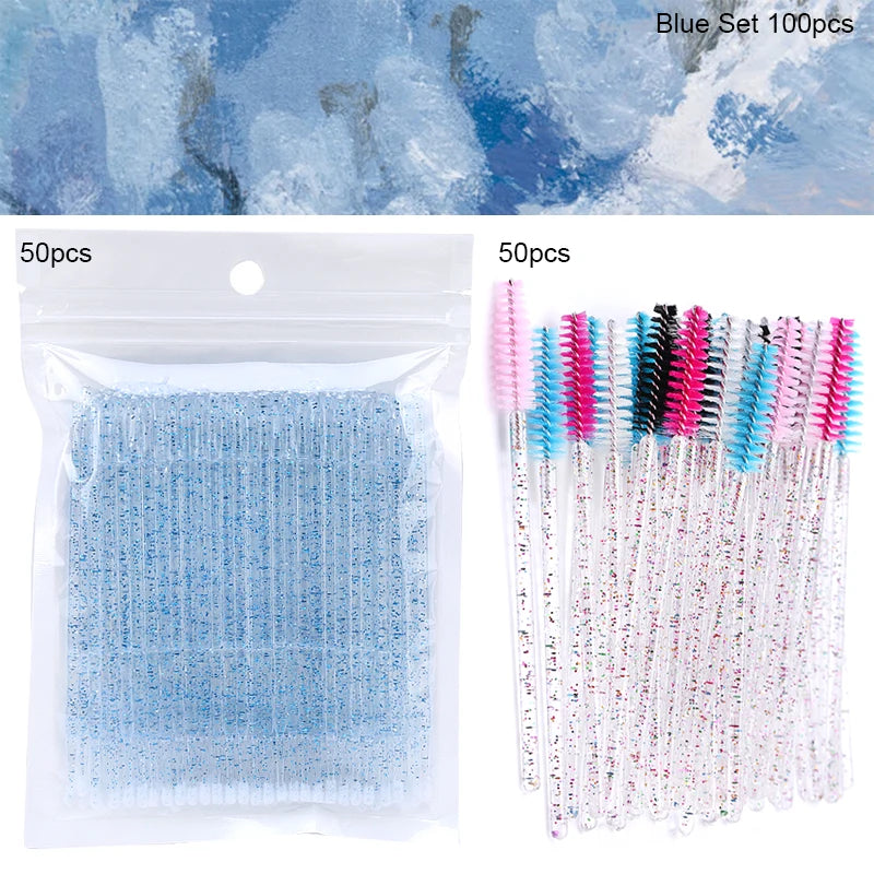 Eyelash Brushes 100pcs Eyebrow Tools Crystal Microbrush for Eyelashes Mascara