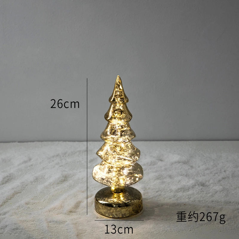 Glass Glowing Christmas Tree Decoration Night Light Ornaments Luminous New Year