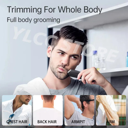 Men's Electric Groin Hair Trimmer Pubic Hair Trimmer Body Grooming Clipper