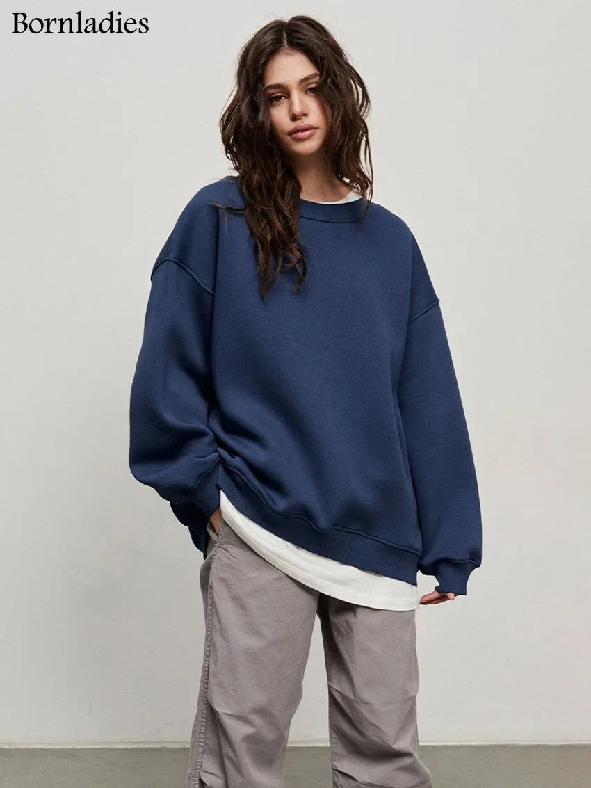 Bornladies Oversized Hoodies & Sweatshirts for Women Autumn Winter Thick Warm