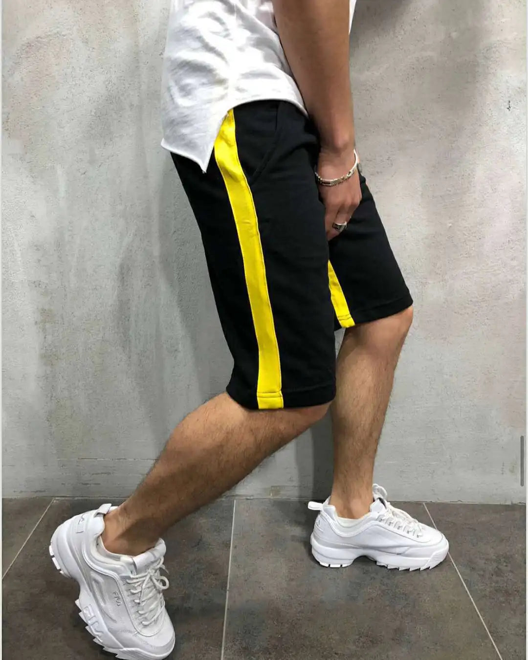 Wholesale Sport Jogger Shorts  Patchwork Stripe Side Casual Mens Shorts Half