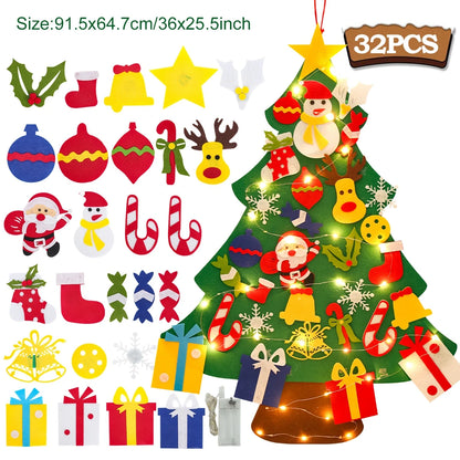 Kids DIY Felt Christmas Tree Merry Christmas Decorations for Home 2024