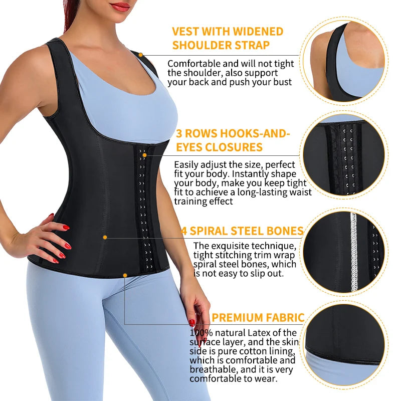 Women's Latex Underbust Waist Trainer Shapewear Cincher Corset Body Shaper