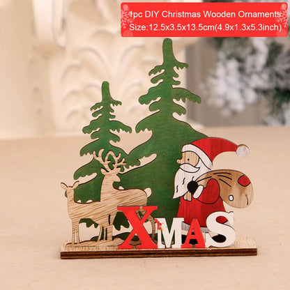 QIFU Xmas Noel Wooden Christmas Ornaments Merry Christmas Decor for Home