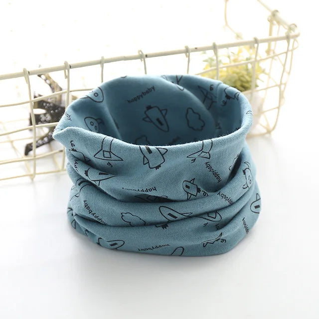 Korean Cotton Children's Scarf LIC Printed Cartoon Plaid Ring