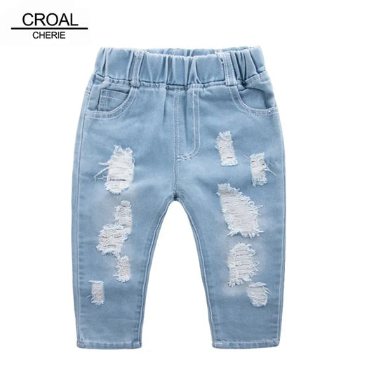 CROAL CHERIE Fashion Children Ripped Jeans Boys Jeans Girls Jeans Denim Pant