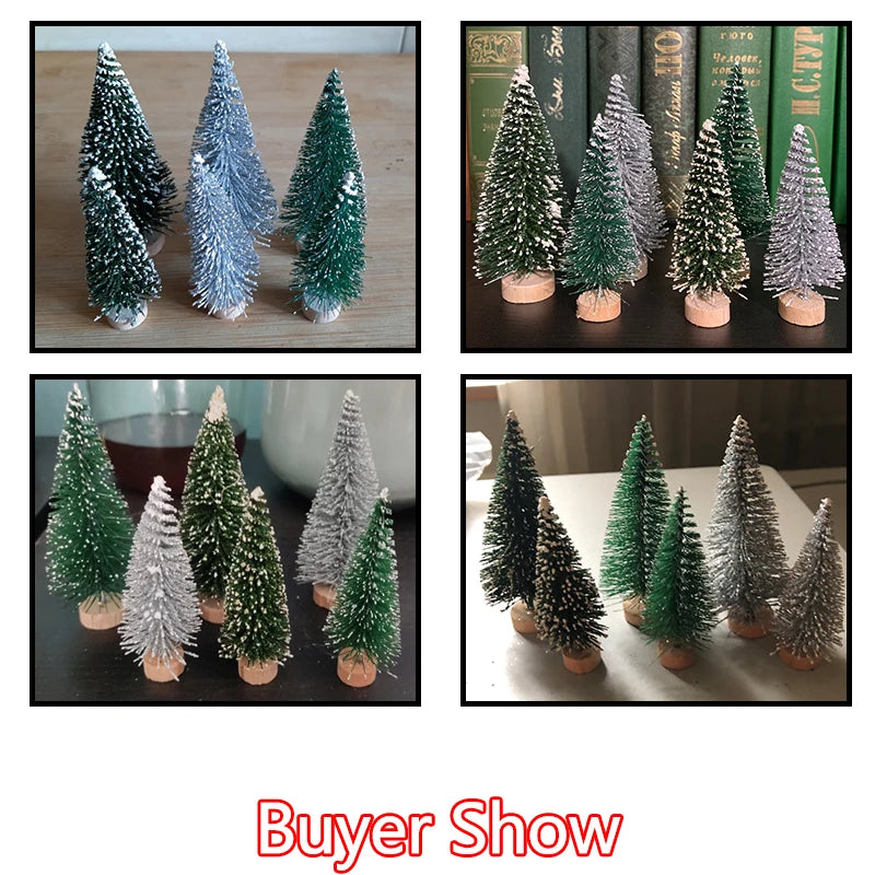 1/5/6 Pcs Miniature Christmas Tree Small Artificial Sisal Snow Landscape